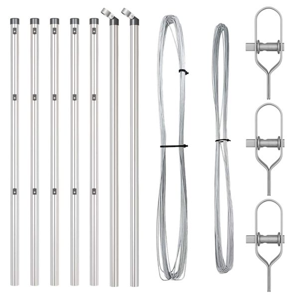 vidaXL Poteau de cl&ocirc;ture. 7 pcs Argent&eacute; Acier