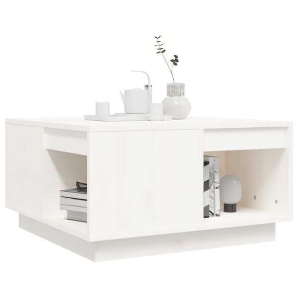 vidaXL Table basse Blanc 60x61x32,5 cm Bois massif de pin
