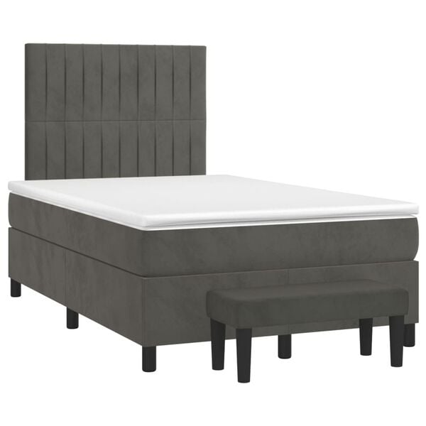 vidaXL Sommier &agrave; lattes de lit et matelas Gris fonc&eacute; 120x200cm Velours