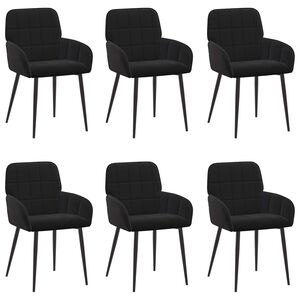 vidaXL Chaises de salle &agrave; manger 6 pc Velours Noir 57 x 50 x 85 cm