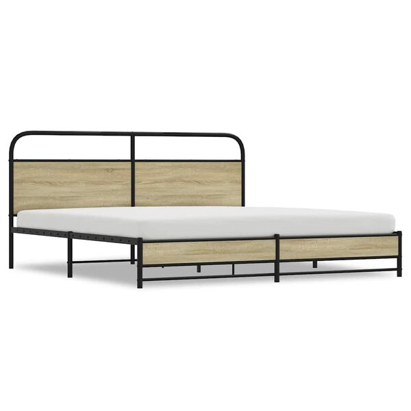vidaXL Cadre de lit en métal sans matelas chêne sonoma 180x200 cm