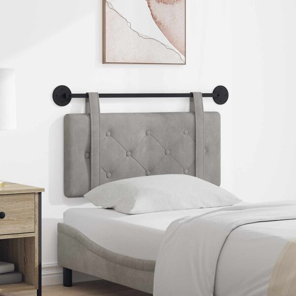 vidaXL T&ecirc;te de lit suspendue Gris clair 90 x 55 x 5 cm Velours