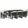 vidaXL Ensemble de salle &agrave; manger pour jardin 9 pc Noir polyrotin