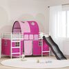 vidaXL Lit mezzanine pour enfants Blanc et rose 100 x 200 cm M&eacute;tал