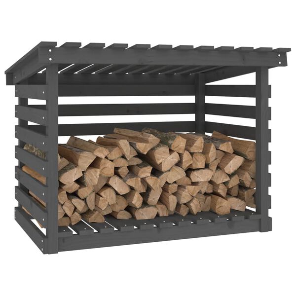 vidaXL Support pour bois de chauffage Gris 108x73x79 cm Bois de pin