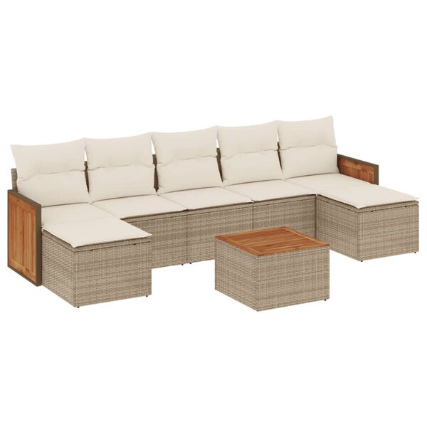 vidaXL Salon de jardin avec coussins 8 pcs beige r&eacute;sine tress&eacute;e