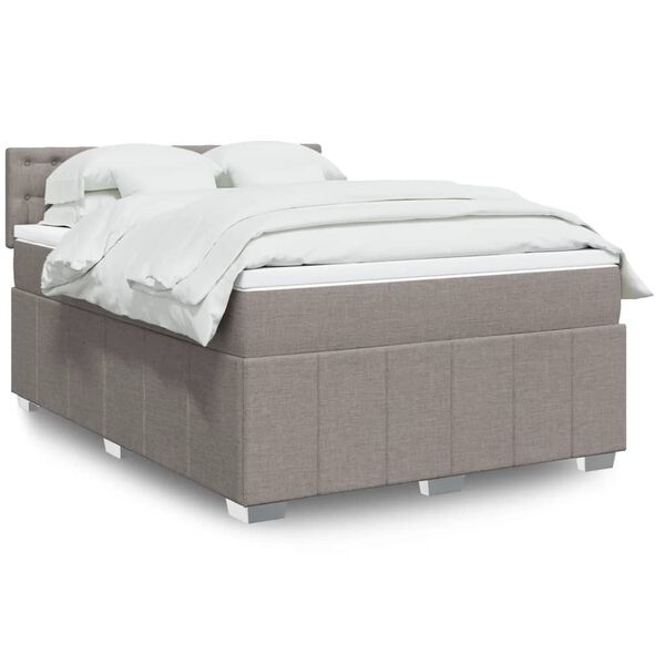 vidaXL Sommier &agrave; lattes de lit avec matelas Taupe 140x190 cm Tissu