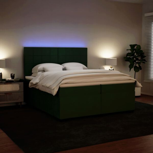 vidaXL Sommier &agrave; lattes de lit et matelas Vert fonc&eacute; 200x200cm Velours