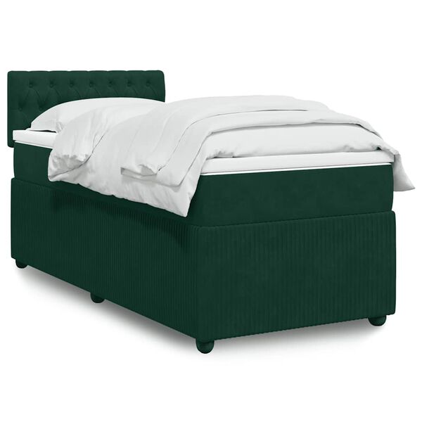vidaXL Sommier &agrave; lattes de lit avec matelas Vert fonc&eacute; 90x190 cm