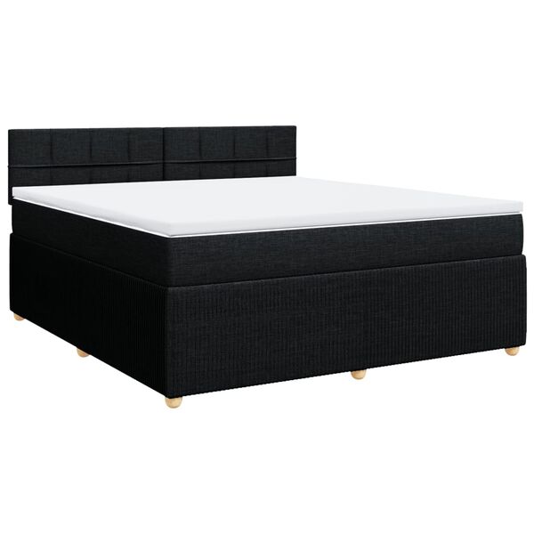 vidaXL Sommier &agrave; lattes de lit avec matelas Noir 180x200 cm Tissu