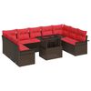 vidaXL Ensemble de canap&eacute; de jardin 10 pcs Marron Poly Rattan