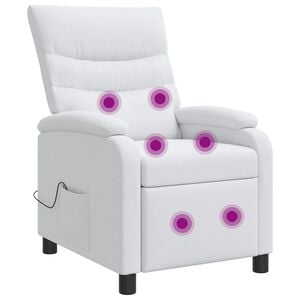 vidaXL Fauteuil de massage inclinable Blanc Tissu