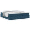 VidaXL Cadre de lit ottoman avec matelas bleu fonc&eacute; 180x200 cm velours