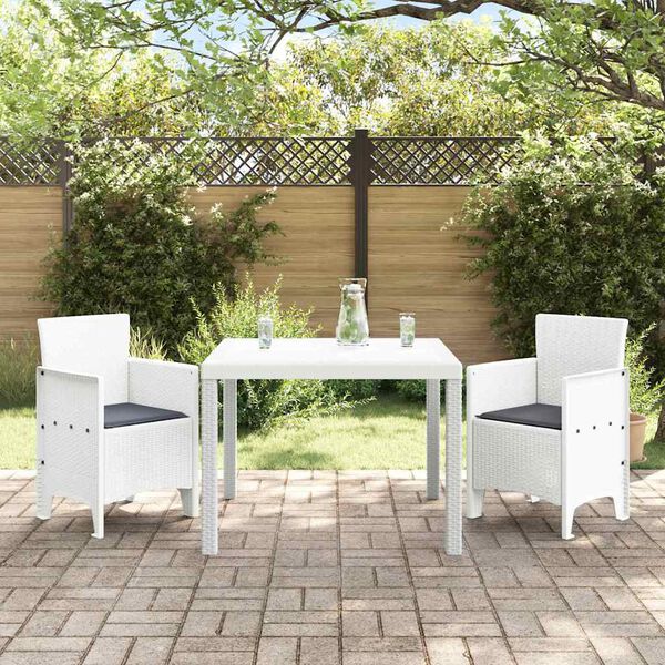 vidaXL Ensemble de salle à manger pour jardin 3 pcs Blanc Rattan Polt