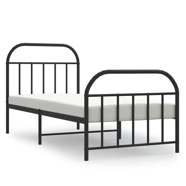 vidaXL Cadre de lit m&eacute;tal sans matelas avec pied de lit noir 90x190 cm