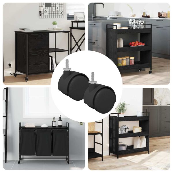 vidaXL Roulettes 2 pcs Noir et argent 37,8 x 40 mm Fer et PP