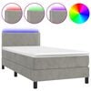 vidaXL Sommier &agrave; lattes de lit avec matelas et LED Gris clair 90x190cm