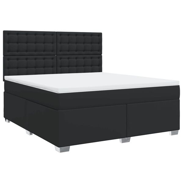 vidaXL Sommier &agrave; lattes de lit avec matelas Noir 180x200 cm Similicuir