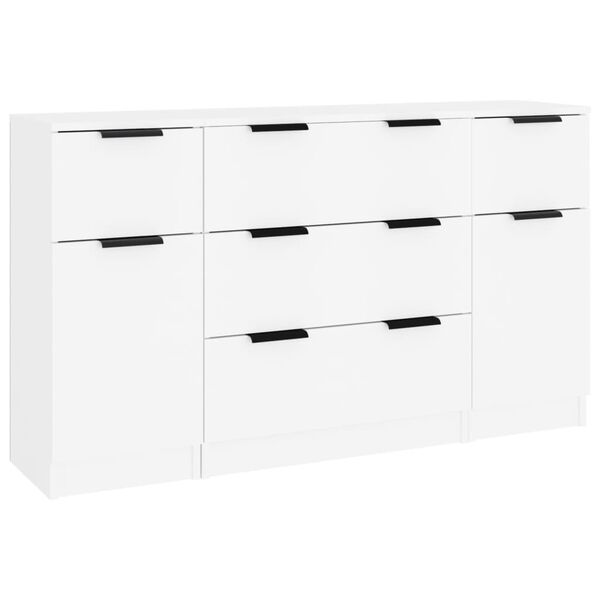 vidaXL Buffets 3 pcs Blanc Bois d'ing&eacute;nierie