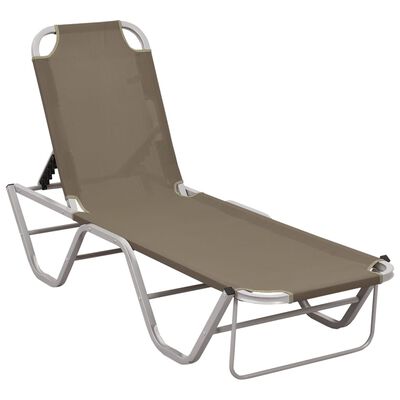 vidaXL Chaise longue aluminium et textilène taupe