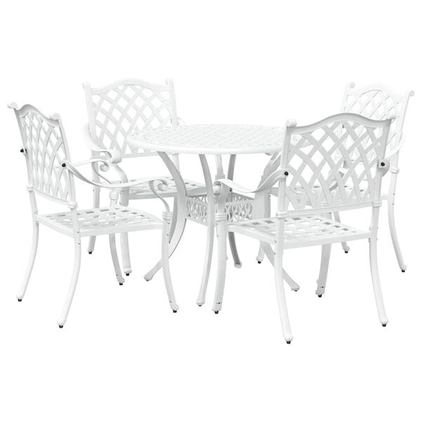 vidaXL Ensemble de salle &agrave; manger pour jardin 5 pcs Blanc Aluminium