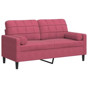 vidaXL Canap&eacute; 2 places avec oreillers bordeaux 140 cm velours