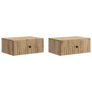 vidaXL Cabinet de chevet mural 2 pc Ch&ecirc;ne artisanal 49 x 34,5 x 20 cm