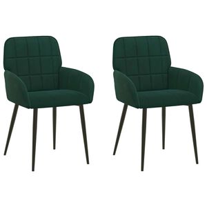 vidaXL Chaises de salle &agrave; manger 2 pc Velours Vert fonc&eacute;