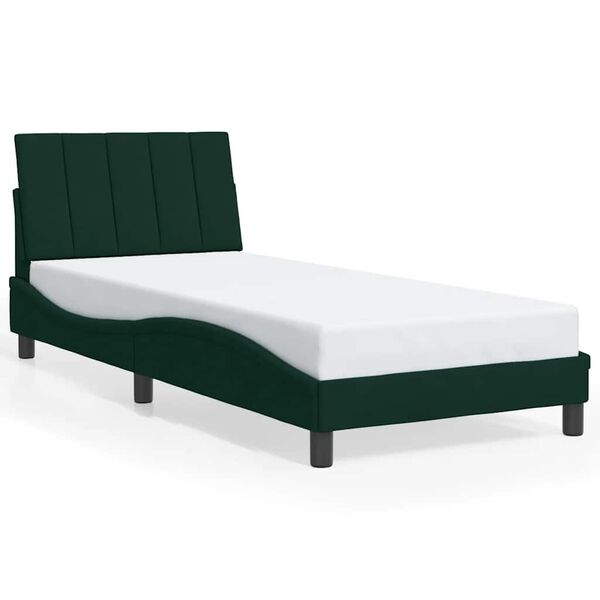 vidaXL Cadre de lit sans matelas Hanko vert fonc&eacute; 90x200 cm velours