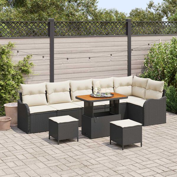 vidaXL Ensemble de canap&eacute; de jardin 9 pcs Noir polyrotin