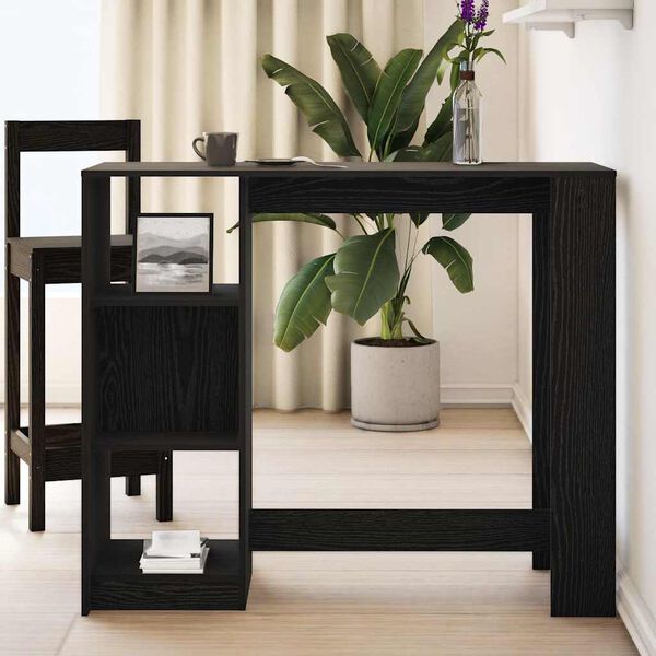 vidaXL Table de bar Ch&ecirc;ne noir 124 x 46 x 103.5 cm Bois d'ing&eacute;nierie