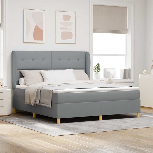 vidaXL Lit &agrave; ressorts avec matelas gris fonc&eacute; 90x190 cm Gris clair