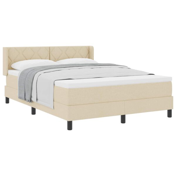 vidaXL Lit &agrave; ressorts avec matelas Cr&egrave;me 200 x 160 cm Polyester
