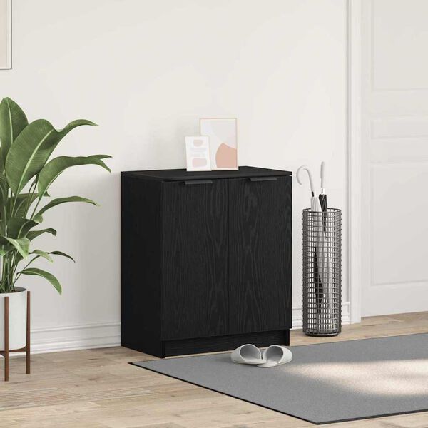 vidaXL Cabinet &agrave; chaussures avec &eacute;tag&egrave;re Ch&ecirc;ne noir 59 x 35 x 70 cm