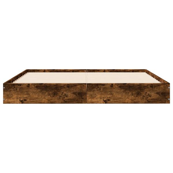 vidaXL Cadre de lit sans matelas ch&ecirc;ne fum&eacute; 140x200 cm bois ing&eacute;nierie