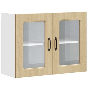 vidaXL Armoire murale de cuisine avec porte vitr&eacute;e "Kalmar" en bois d'ing&eacute;nierie ch&ecirc;ne Sonoma