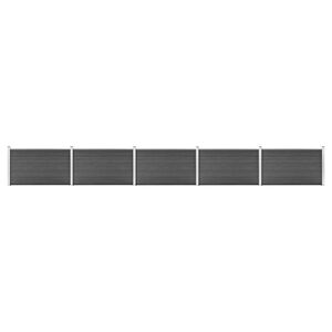 vidaXL Ensemble de panneau de cl&ocirc;ture WPC 872x105 cm Noir