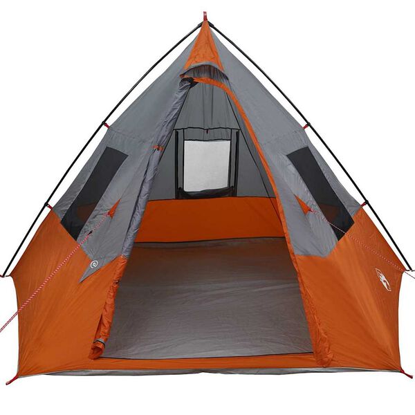 vidaXL Tente Tipi avec toit Gris et orange 383 x 338 x 217 cm taffetas