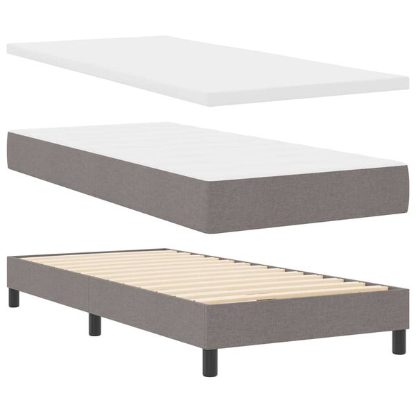 vidaXL Lit &agrave; ressorts avec matelas Taupe 100 x 200 cm tissu