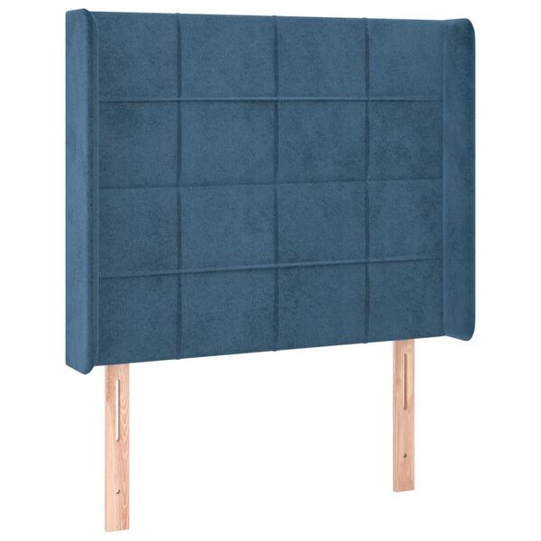 vidaXL T&ecirc;te de lit avec oreilles Bleu fonc&eacute; 83x16x118/128 cm Velours