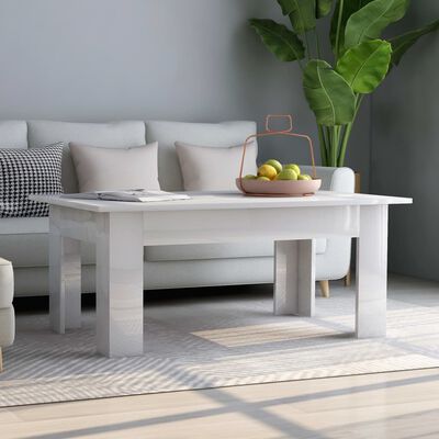 vidaXL Table basse Blanc brillant 100 x 60 x 42 cm Aggloméré