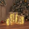 vidaXL Décoration de boîte cadeau avec 60 LED 3 pcs Blanc chaud PET