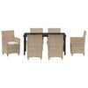 vidaXL Ensemble de salle à manger pour jardin 7 pcs Beige polyrotin