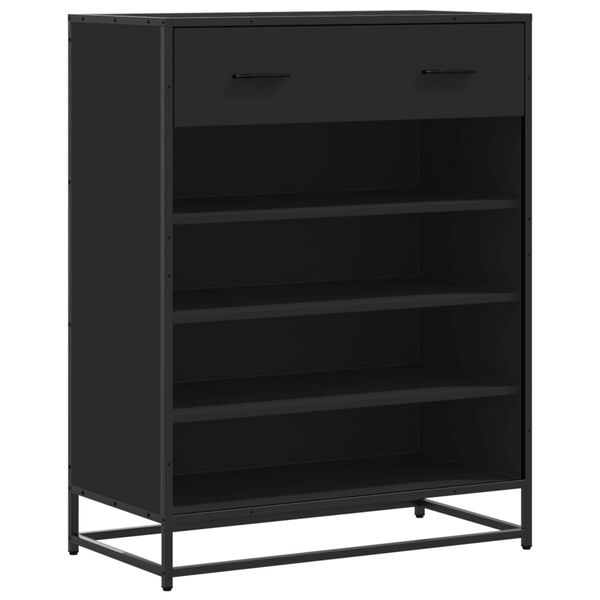 vidaXL Meuble &agrave; chaussures noir 75x38x97,5 cm bois d'ing&eacute;nierie m&eacute;tal