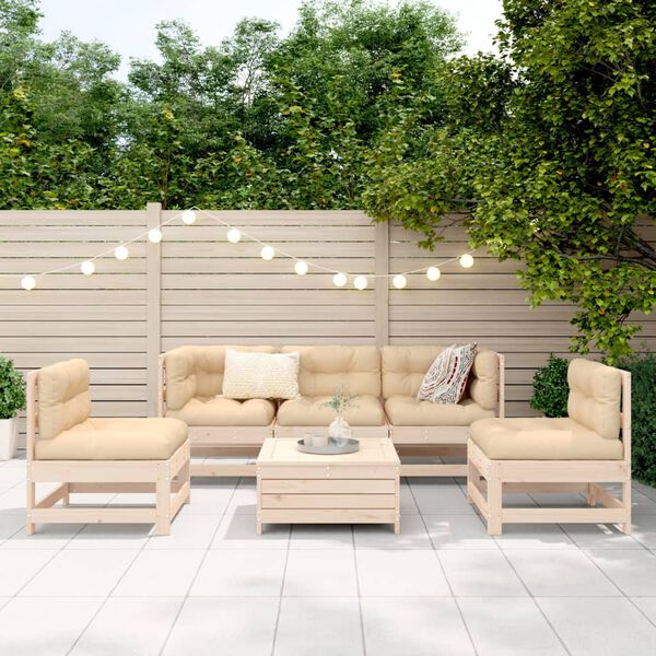 vidaXL Salon de jardin 6 pcs bois de pin massif