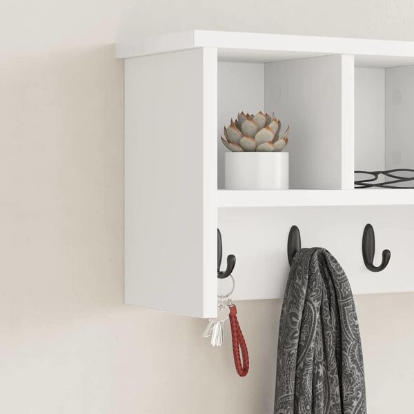 vidaXL Porte-manteau mural Blanc 50 x 16 x 26 cm Bois d'ing&eacute;nierie