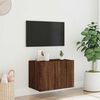 vidaXL Meuble TV mural avec lumi&egrave;res LED ch&ecirc;ne marron 60x35x41 cm