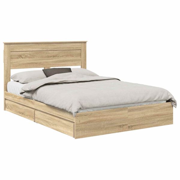 vidaXL Lit de Rangement Ch&ecirc;ne Sonoma 150 x 200 cm Bois d'ing&eacute;nierie