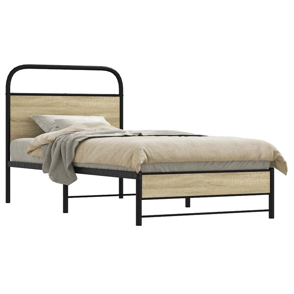 vidaXL Cadre de lit sans matelas 75x190cm chêne sonoma bois ingénierie