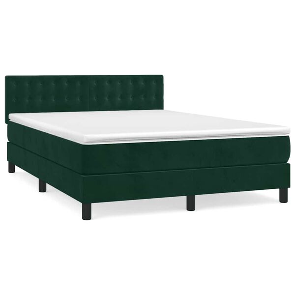 vidaXL Sommier &agrave; lattes de lit et matelas Vert fonc&eacute; 140x190cm Velours